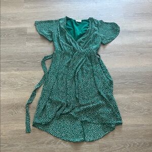 Elegant Green Wrap Dress
